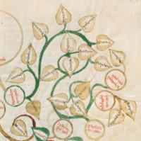 Albero genealogico creato da Boccaccio per Ercolo ed Eolo, particolare.